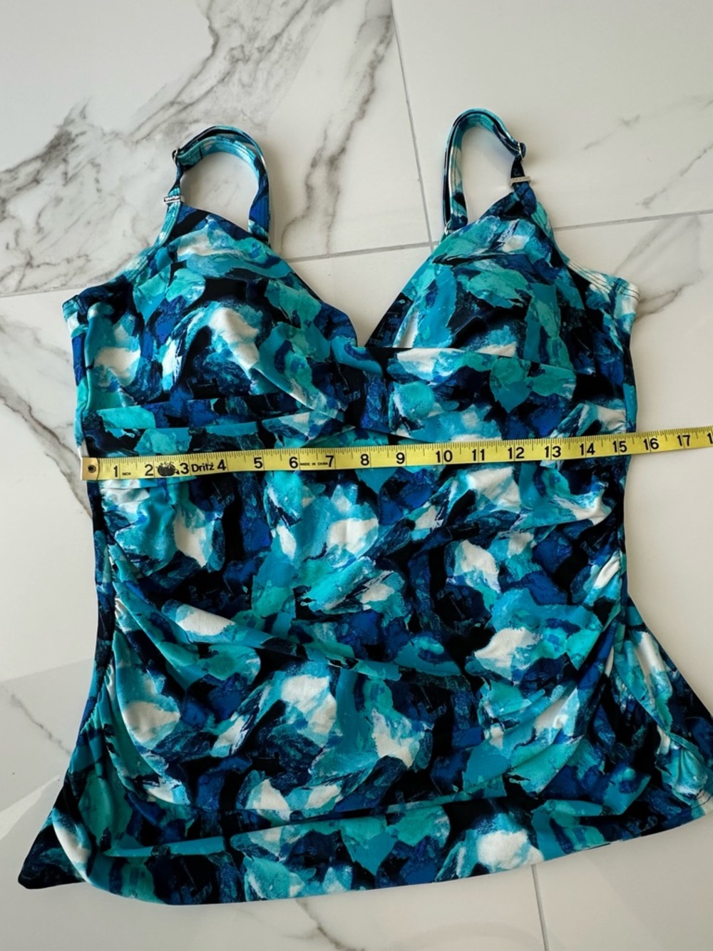CALVIN KLEIN Tropical Waters Twist-Front Tankini Top, EUC, Sz. XL - Picture 7 of 14